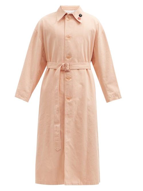 Mens Rtw Raf Simons - Belted Cotton-basketweave Car Coat - Mens - Pink