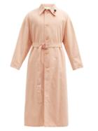 Mens Rtw Raf Simons - Belted Cotton-basketweave Car Coat - Mens - Pink