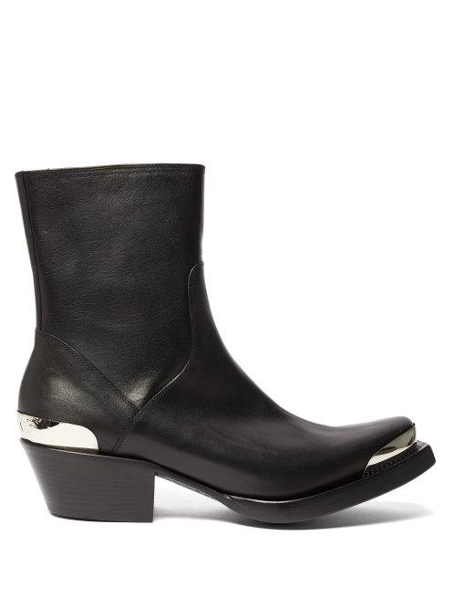Matchesfashion.com Vetements - Metal Toecap Leather Cowboy Boots - Mens - Black