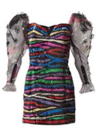 Matchesfashion.com Dundas - Sequinned Off-the-shoulder Silk Mini Dress - Womens - Black