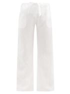 Ladies Lingerie Rossell England - Drawstring-waist Linen Pyjama Trousers - Womens - White