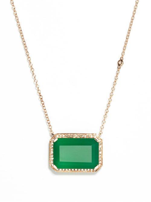 Matchesfashion.com Shay - Portrait Diamond, Onyx & 18kt Rose-gold Necklace - Womens - Green Gold