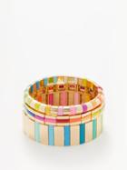 Roxanne Assoulin - Golden Rainbows Candy Enamel Bracelet Set - Womens - Multi