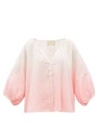 Matchesfashion.com Anaak - Nira Dip-dyed Cotton-gauze Blouse - Womens - Pink Multi