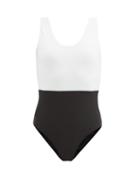 Matchesfashion.com Albus Lumen - Two-tone Piqu-jersey Swimsuit - Womens - Black White