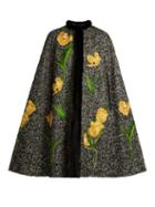 Dolce & Gabbana Tulip-appliqu Mink-trimmed Tweed Cape