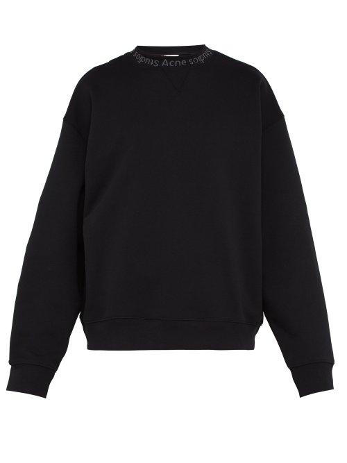 Matchesfashion.com Acne Studios - Flogho Crew Neck Cotton Sweatshirt - Mens - Black