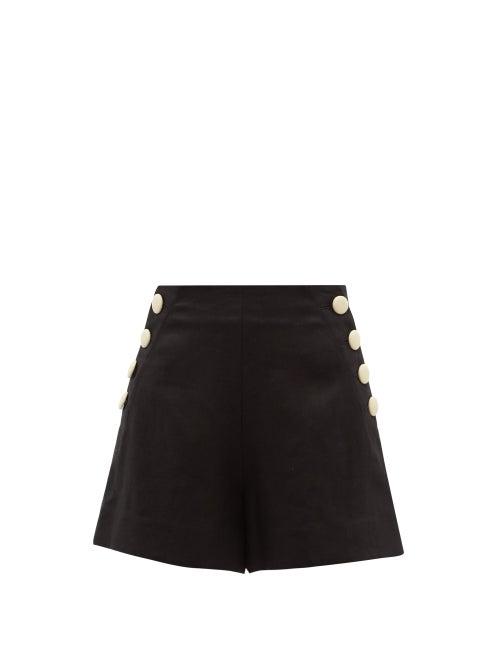 Ladies Beachwear Lisa Marie Fernandez - Buttoned Linen Shorts - Womens - Black