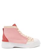 Jw Anderson - High-top Leather And Canvas Trainers - Womens - Pink