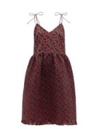 Matchesfashion.com Horror Vacui - Tanita Pintucked Floral-print Cotton Dress - Womens - Black Multi