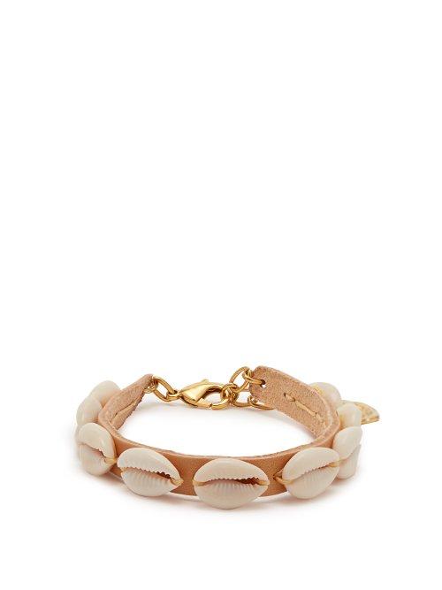 Matchesfashion.com Ancient Greek Sandals - Shell Embellished Leather Anklet - Womens - Beige
