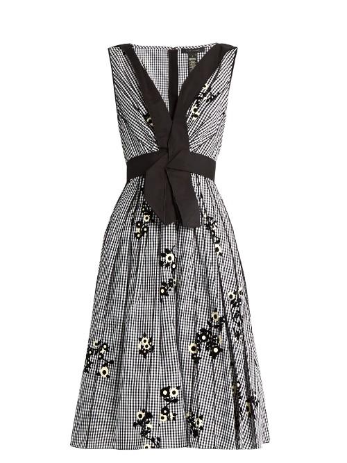 Marc Jacobs Floral-flocked Gingham A-line Dress