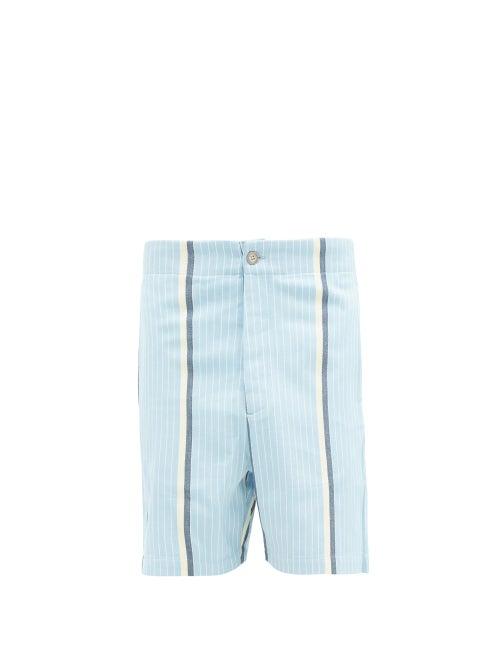 Matchesfashion.com P. Le Moult - Striped Brushed-cotton Pyjama Shorts - Mens - Blue Multi