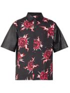 Matchesfashion.com Prada - Rose And Lightning Print Poplin Shirt - Mens - Black Multi