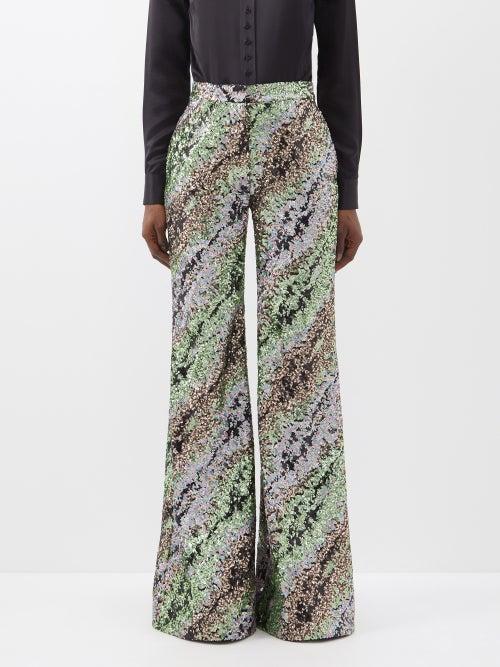 Halpern - High-rise Sequinned Wide-leg Trousers - Womens - Multi
