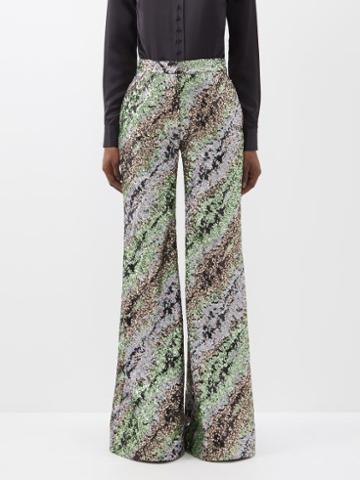 Halpern - High-rise Sequinned Wide-leg Trousers - Womens - Multi
