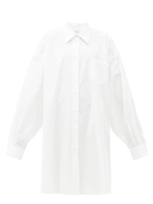 Matchesfashion.com Maison Margiela - Oversized Cotton Shirtdress - Womens - White