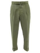 Officine Gnrale - Hugo Belted Lyocell-blend Twill Trousers - Mens - Green
