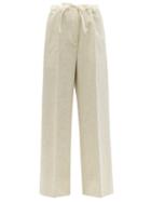 Matchesfashion.com Jil Sander - Drawstring Waist Wool Blend Wide Leg Trousers - Womens - Light Grey