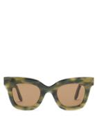 Matchesfashion.com Lapima - Lisa Square Marbled-acetate Sunglasses - Womens - Green
