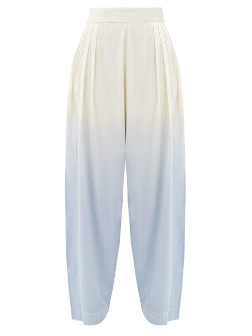 Matchesfashion.com Anaak - Jai Pleated Dip-dyed Cotton Trousers - Womens - Blue Multi