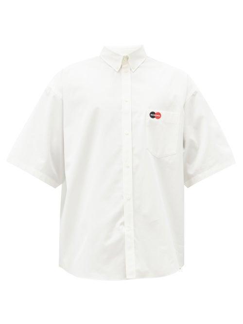 Matchesfashion.com Balenciaga - Corporate Logo-embroidered Cotton Shirt - Mens - White