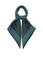 Ladies Accessories Lescarf - Striped-border Silk-twill Scarf - Womens - Green Multi