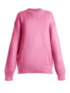 Matchesfashion.com Prada - Oversized Crew Neck Mohair Blend Sweater - Womens - Pink