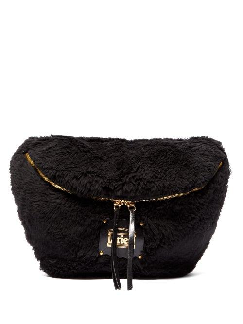 Matchesfashion.com Aries - Elise Shearling Oversized Belt Bag - Womens - Black