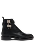 Mens Shoes Givenchy - Lock-embellished Lizard-effect Leather Ankle Boots - Mens - Black