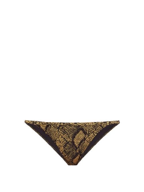 Matchesfashion.com Solid & Striped - The Lulu Snake-jacquard Bikini Briefs - Womens - Black Print