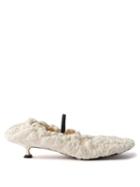 The Row - Kitten-heel Shearling Ballet Pumps - Womens - White