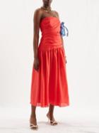 Zimmermann - Cut-out Gathered Voile Midi Dress - Womens - Red
