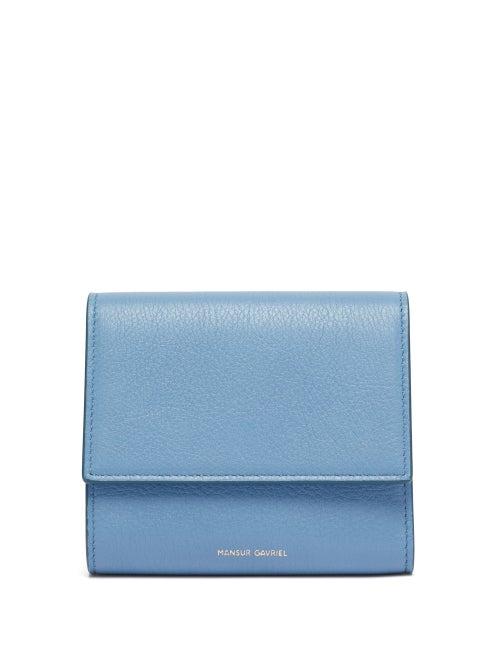 Matchesfashion.com Mansur Gavriel - Logo-print Grained-leather Tri-fold Wallet - Womens - Blue