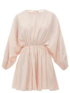 Matchesfashion.com Loup Charmant - Kitta Batwing-sleeve Cotton Mini Dress - Womens - Pink