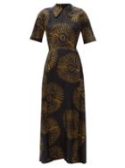 Matchesfashion.com Raey - Batik-print Silk Tea Dress - Womens - Yellow Print