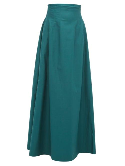 Matchesfashion.com Khaite - Tabitha High Rise Cotton Twill Maxi Skirt - Womens - Green