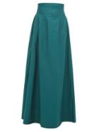 Matchesfashion.com Khaite - Tabitha High Rise Cotton Twill Maxi Skirt - Womens - Green
