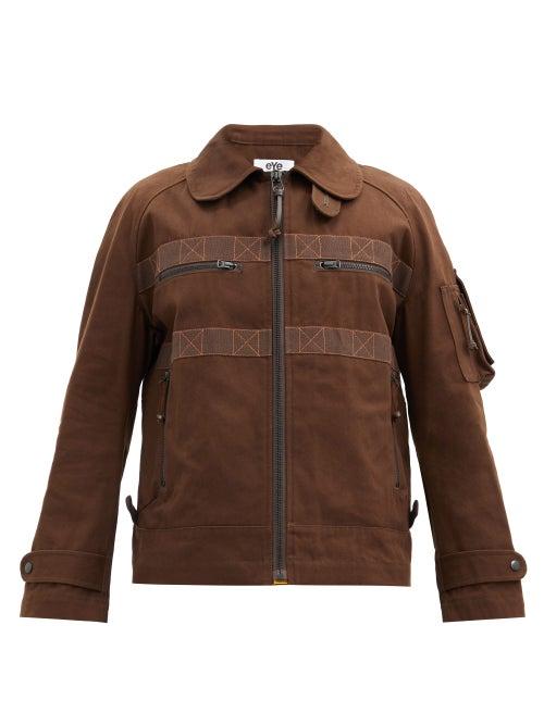 Matchesfashion.com Junya Watanabe - Grosgrain-trimmed Zipped Cotton-canvas Jacket - Mens - Brown