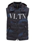 Matchesfashion.com Valentino - Vltn Print Camouflage Hooded Gilet - Mens - Navy Multi