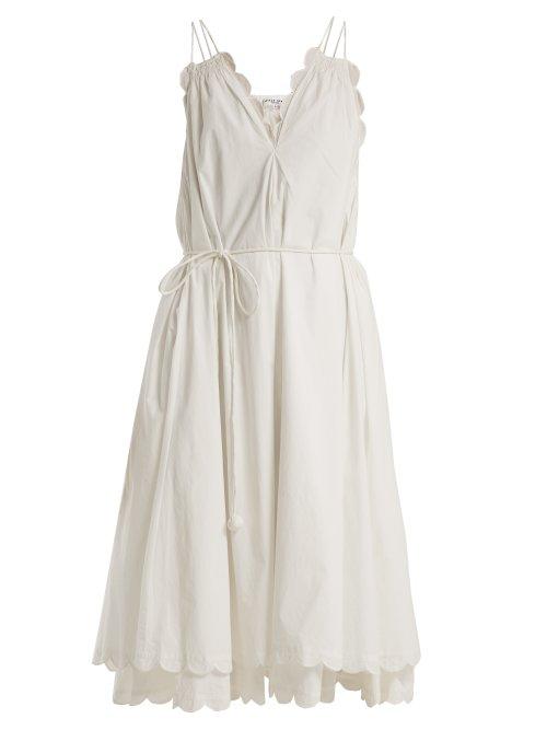 Matchesfashion.com Apiece Apart - Mirage Scalloped Cotton Poplin Dress - Womens - Cream