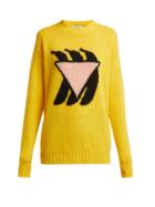 Matchesfashion.com Prada - Shetland Intarsia Knit Wool Sweater - Womens - Yellow Multi
