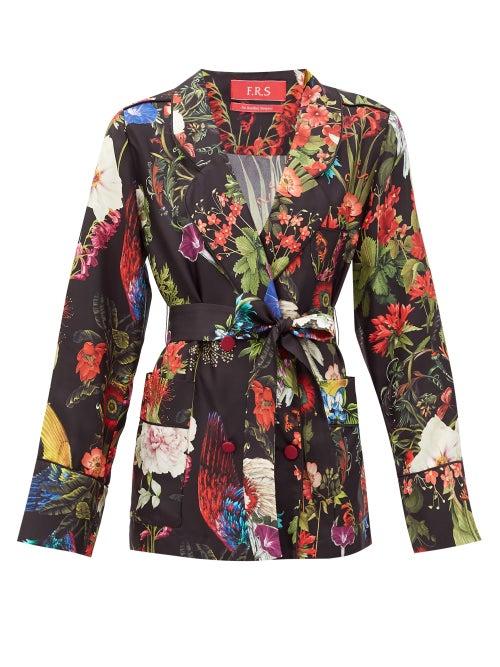 Matchesfashion.com F.r.s - For Restless Sleepers - Geras Floral-print Silk-twill Jacket - Womens - Black Print