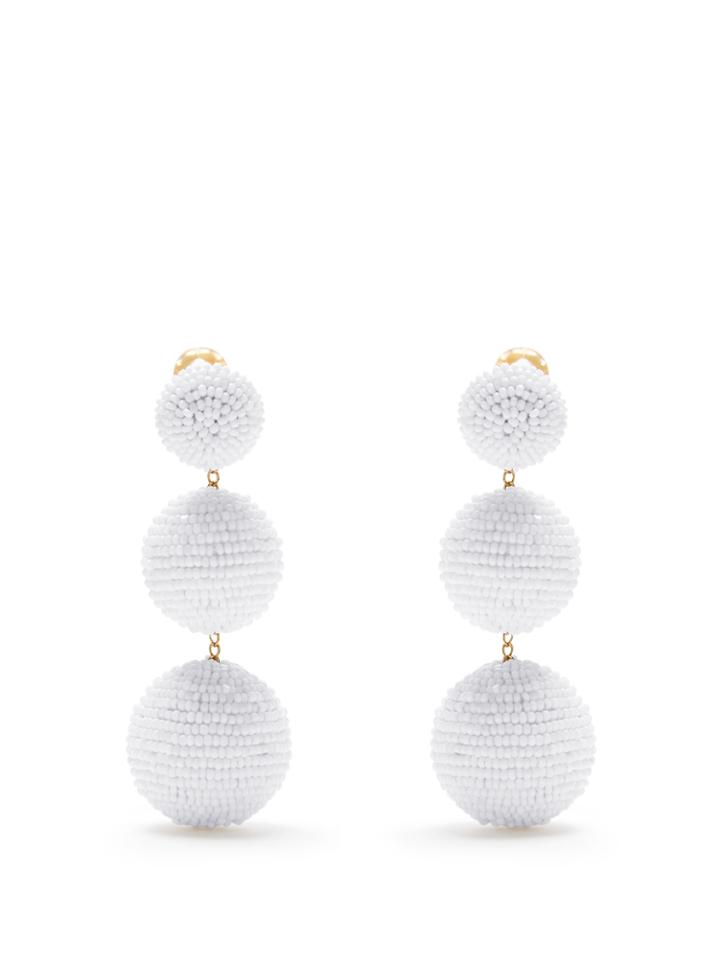 Rebecca De Ravenel Bead-embellished Drop Clip-on Earrings