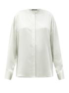 Matchesfashion.com Haider Ackermann - Dali Stand-collar Silk Shirt - Womens - Grey