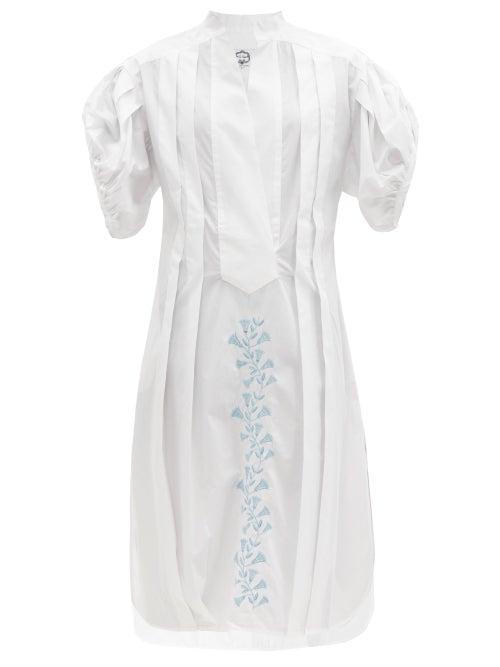 Ladies Beachwear Evi Grintela - Floral-embroidered Cotton-poplin Dress - Womens - White