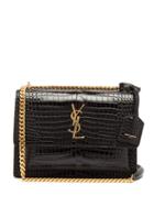 Matchesfashion.com Saint Laurent - Sunset Crocodile-embossed Leather Bag - Womens - Black