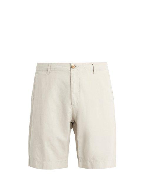 Matchesfashion.com Faherty - Mid Rise Straight Leg Cotton Blend Shorts - Mens - Light Grey