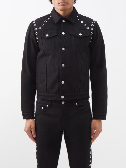 Alexander Mcqueen - Eyelet-embellished Selvedge-denim Jacket - Mens - Black