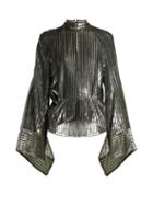 Matchesfashion.com Petar Petrov - Eartha Metallic Striped Blouse - Womens - Black Silver